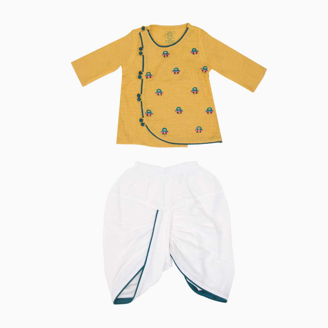 Vahana - Full Sleeve Button Type Kurta and Dhoti for kids