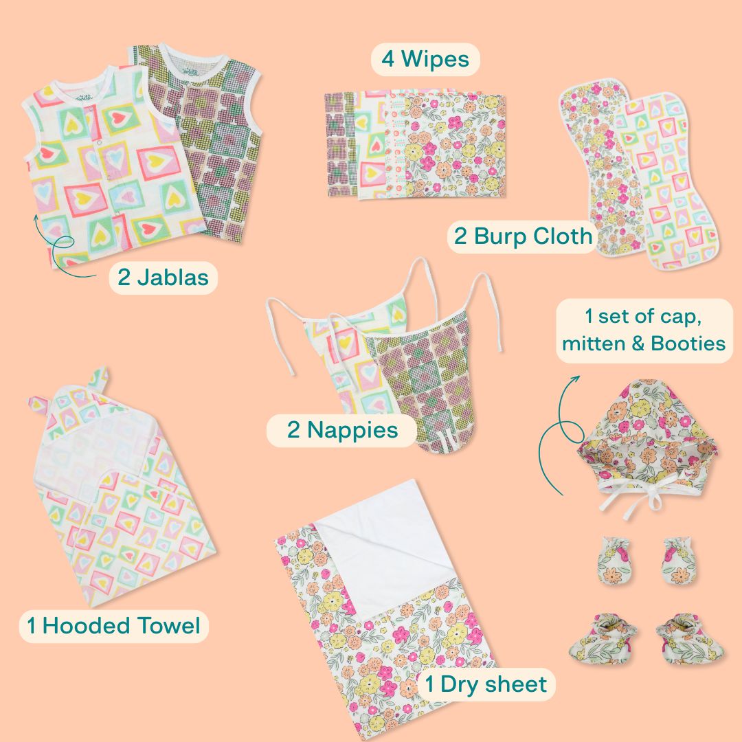 Spring of Love - Muslin 15 Piece Combo Pack (0-3M)