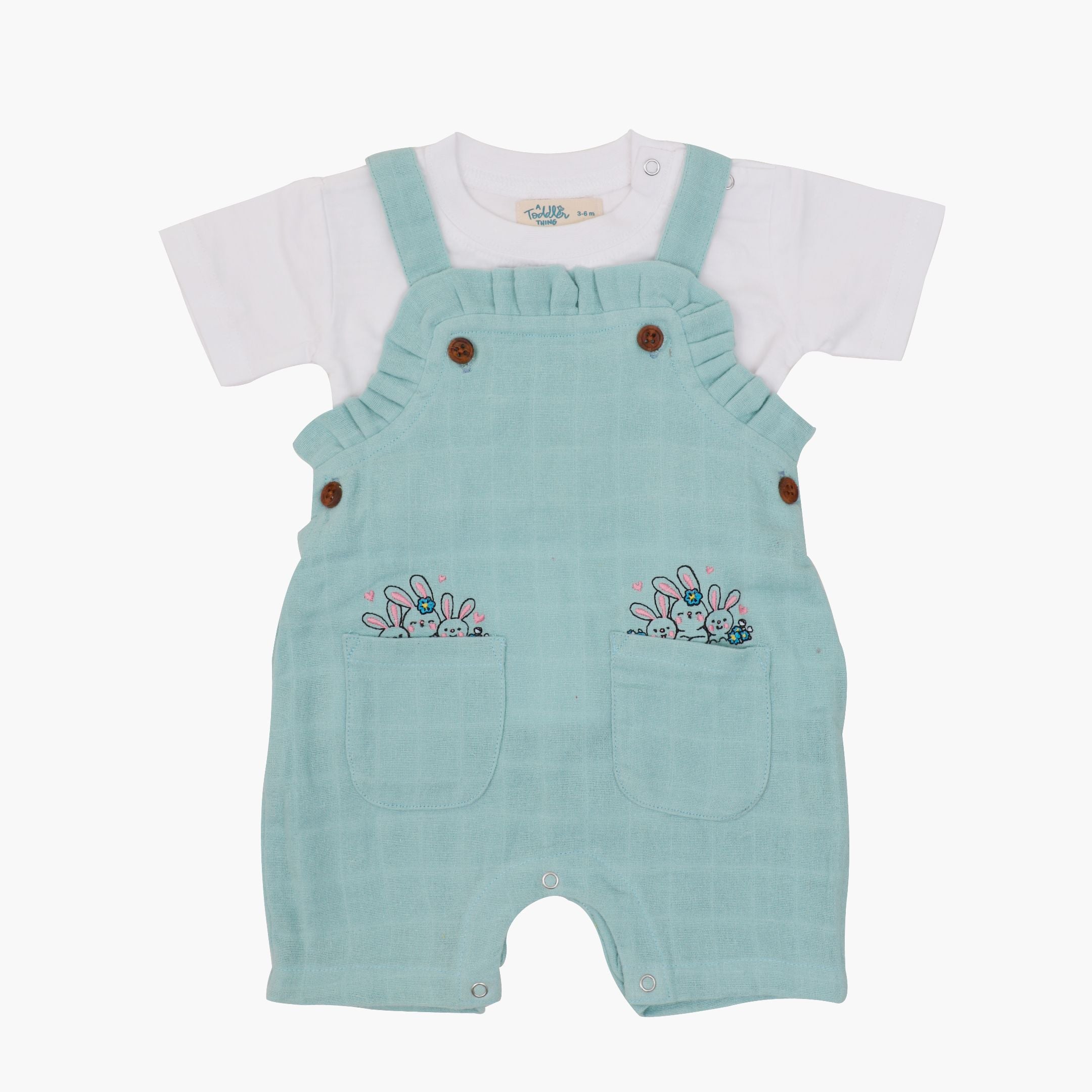 Muslin Frill Dungarees for Baby Girls