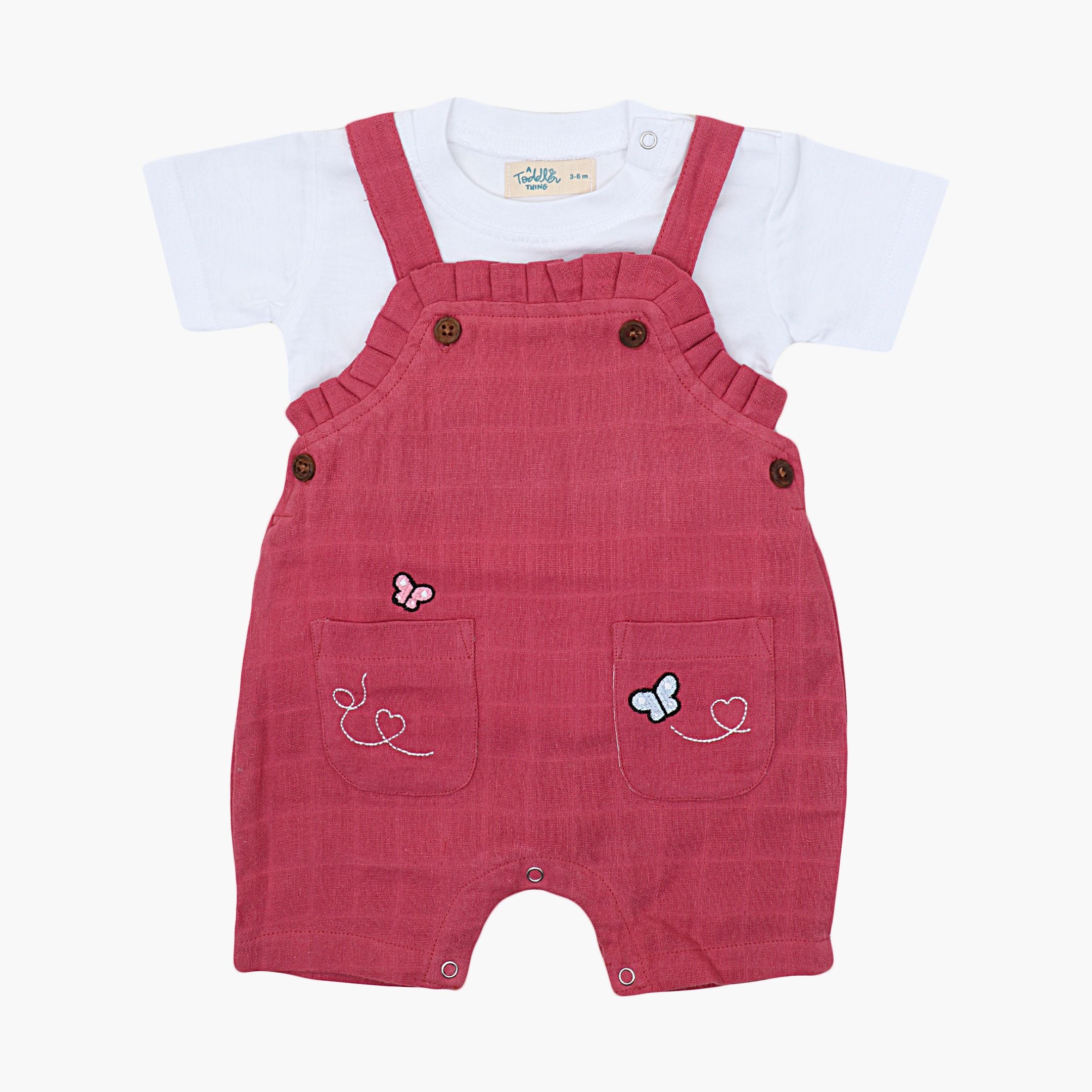Muslin Frill Dungarees for Baby Girls