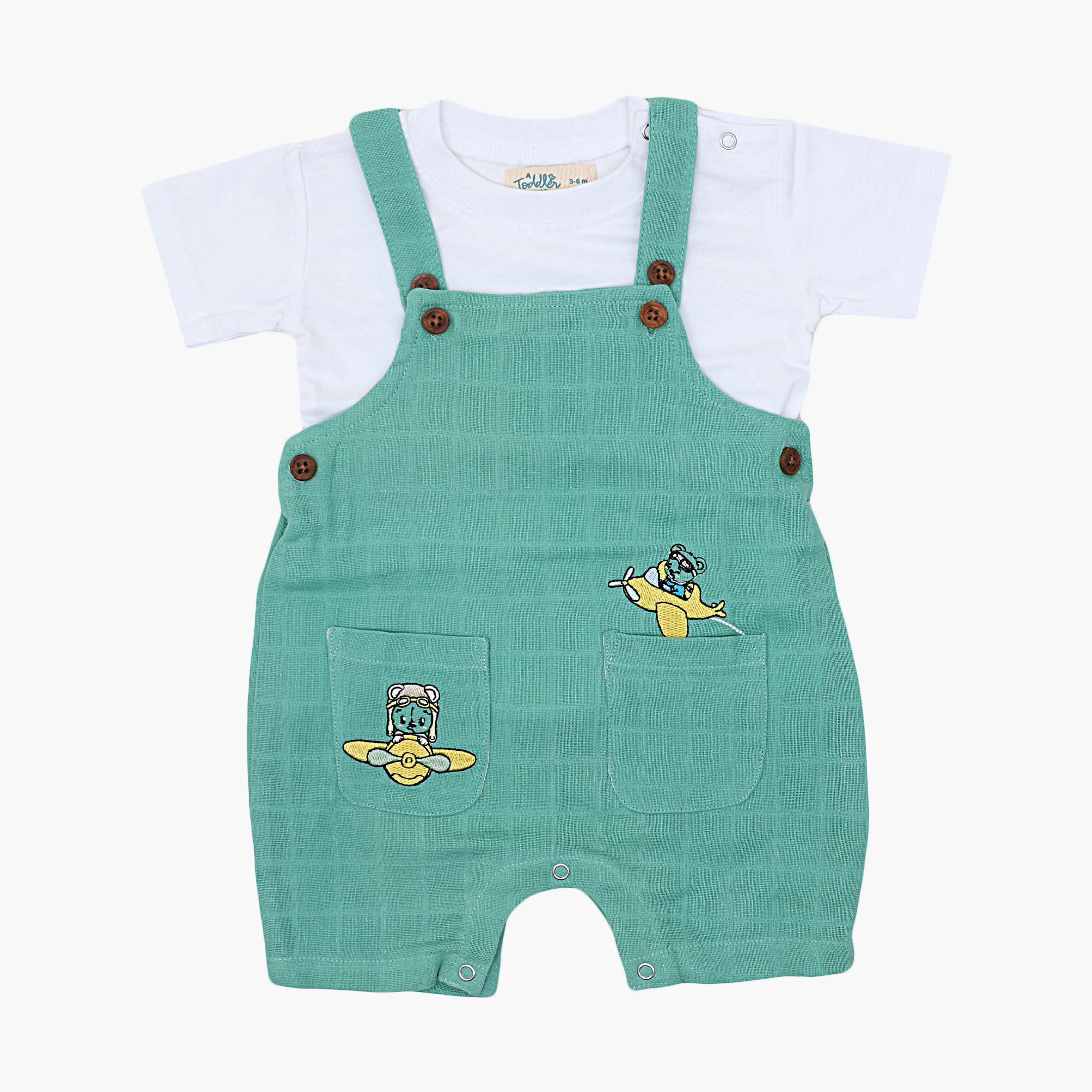 Muslin Frill Dungarees for Baby Girls