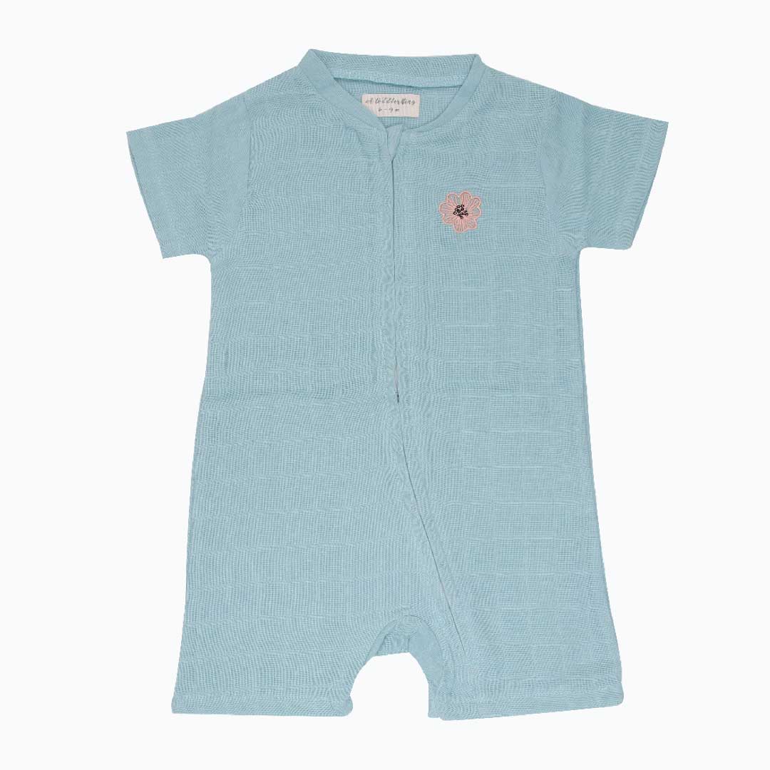 Blue Flower - Half Sleeve Jumpsuit