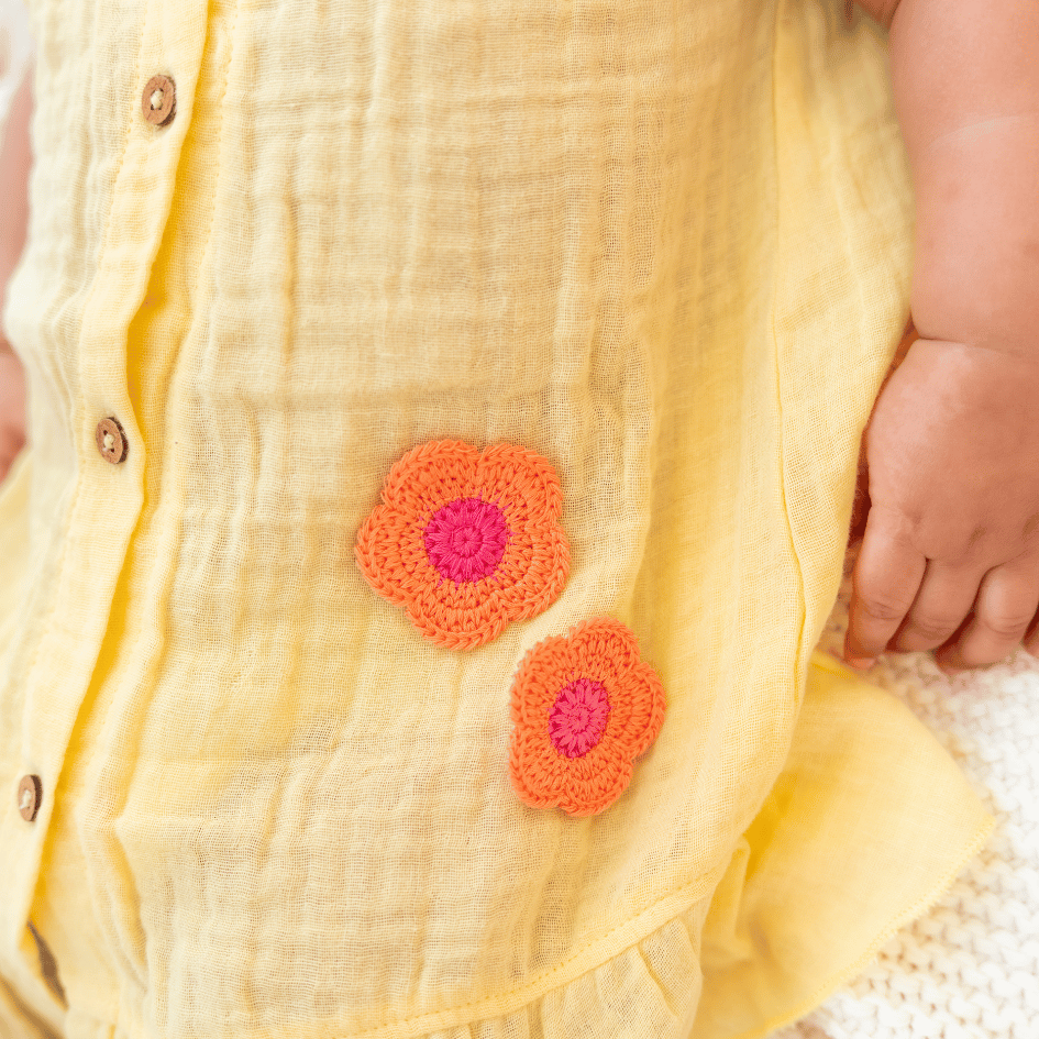 Buttercup Bloom - Crinkled Muslin A-line Sleeveless Frock