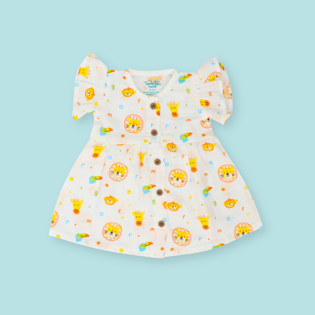 Wild Dino -  Muslin Frill Frock (Pack of 2)