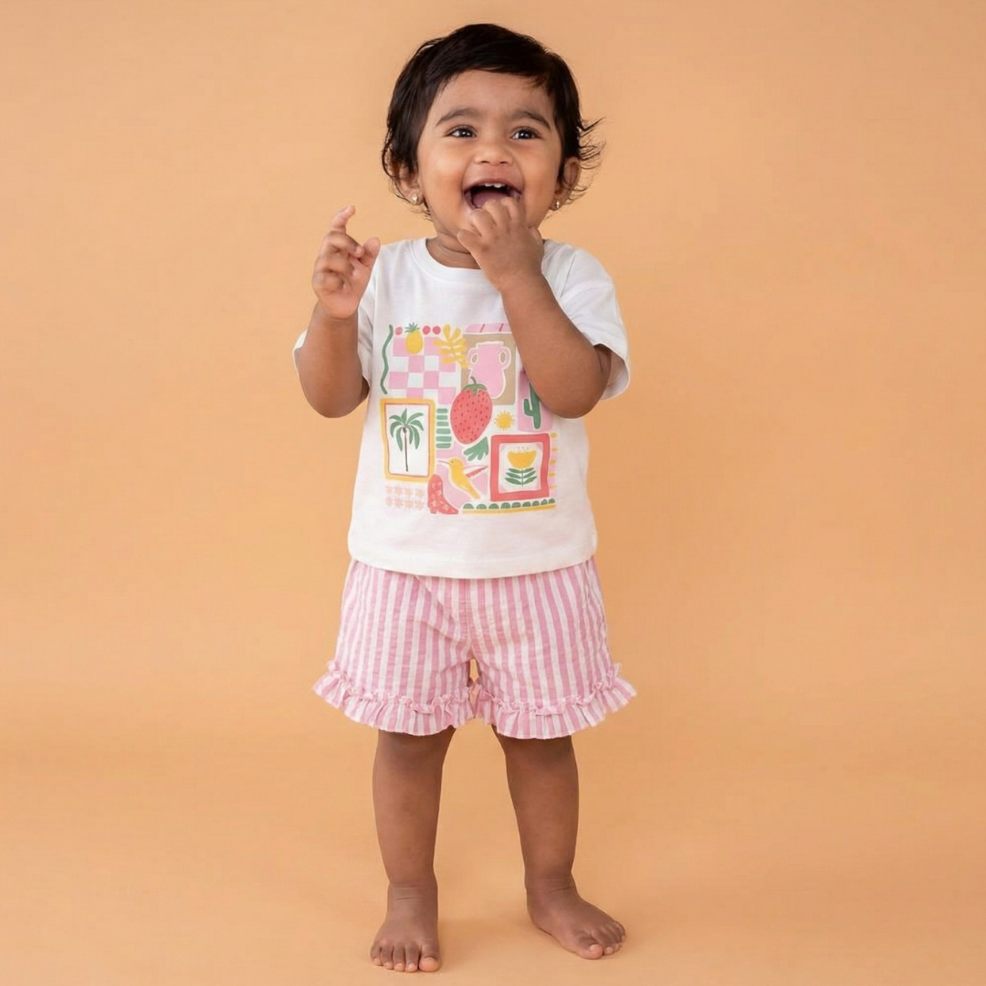 Tutti Frutti - Seersucker T-Shirt & Shorts for Girls