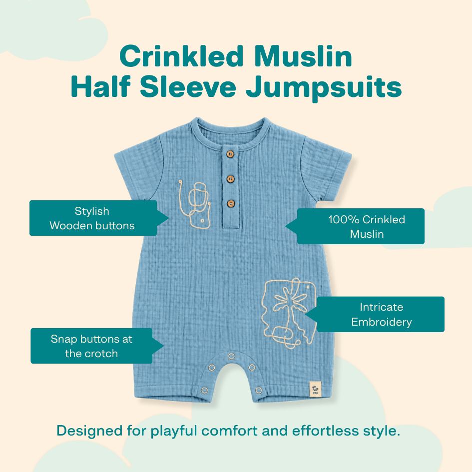Vanilla Sand - Crinkled Muslin Half Sleeve Jumpsuit