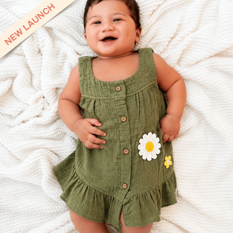 Buttercup Bloom - Crinkled Muslin A-line Sleeveless Frock