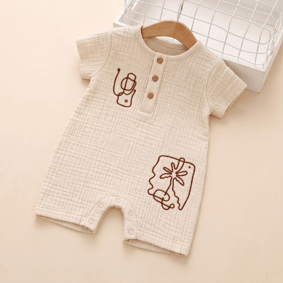 Vanilla Sand - Crinkled Muslin Half Sleeve Jumpsuit