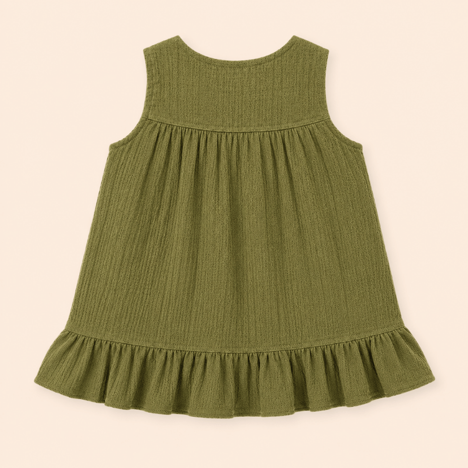 Buttercup Bloom - Crinkled Muslin A-line Sleeveless Frock