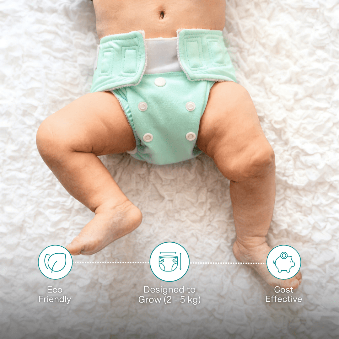 Aqua Blue - Newborn Diaper - Pack of 2