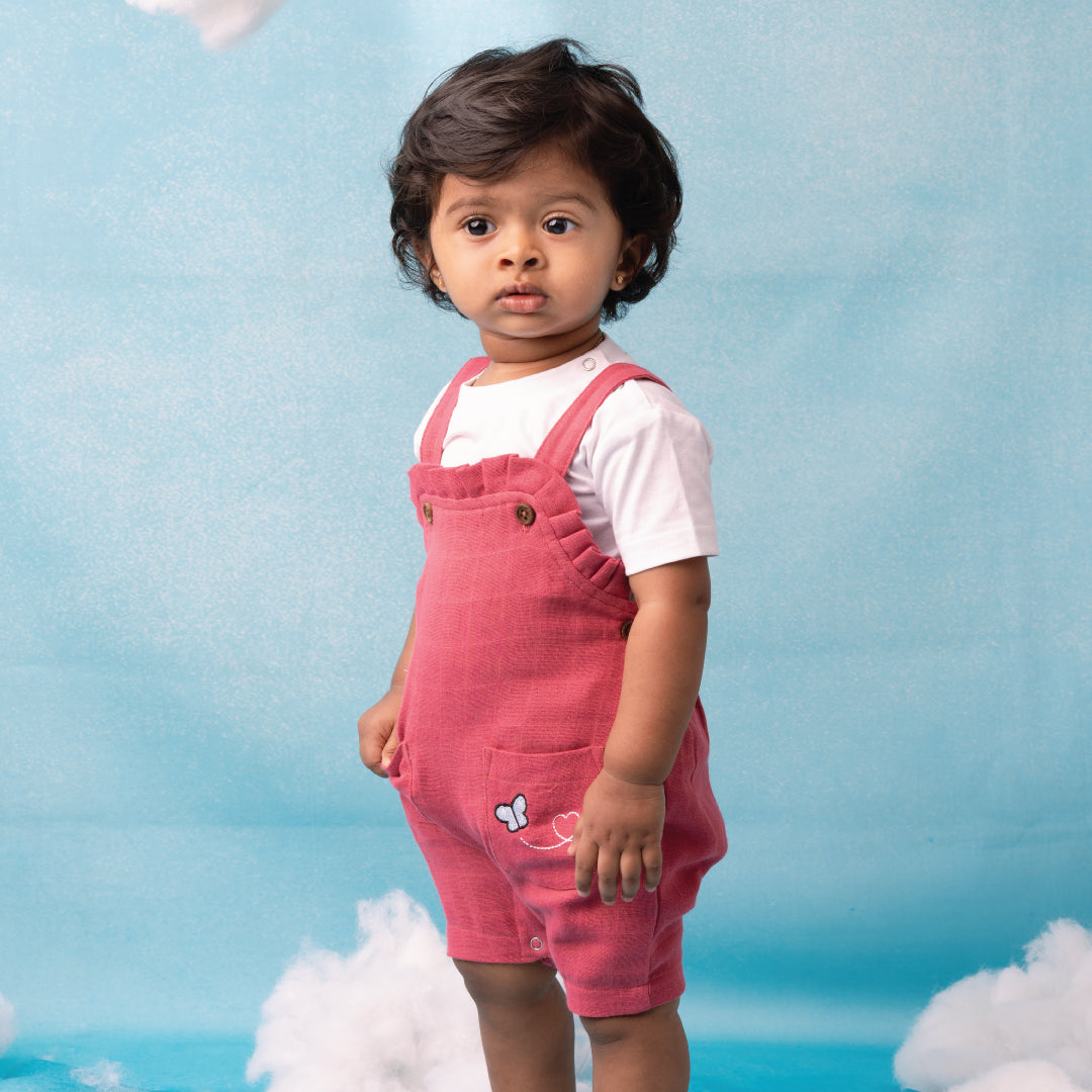 Muslin Frill Dungarees for Baby Girls