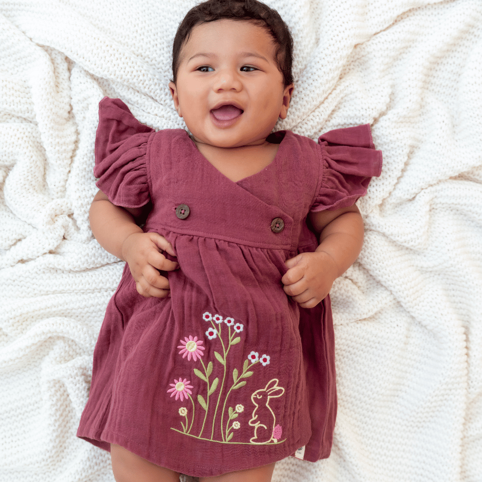 Little Flowerland - Crinkled Muslin Wrap Type Frock