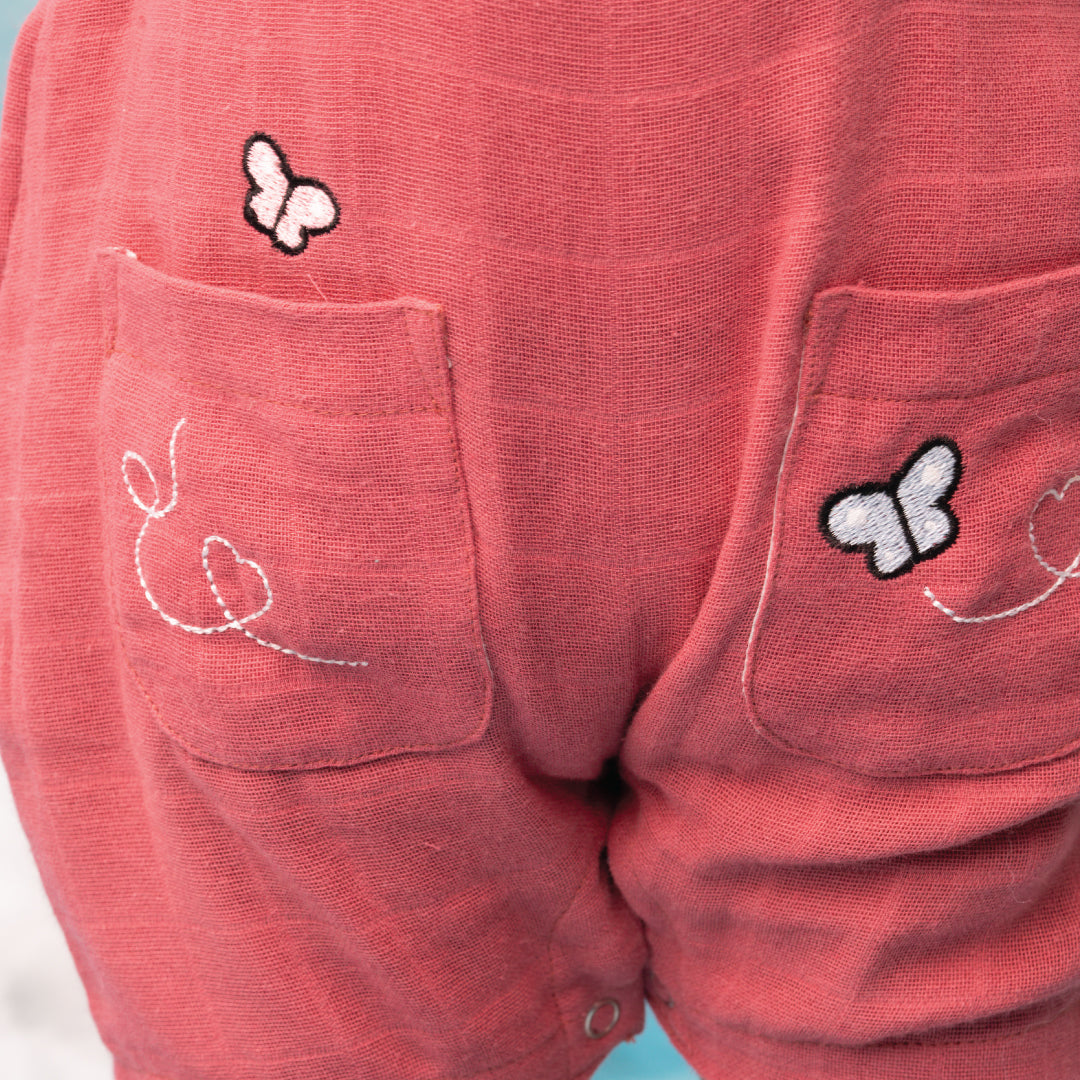 Muslin Frill Dungarees for Baby Girls