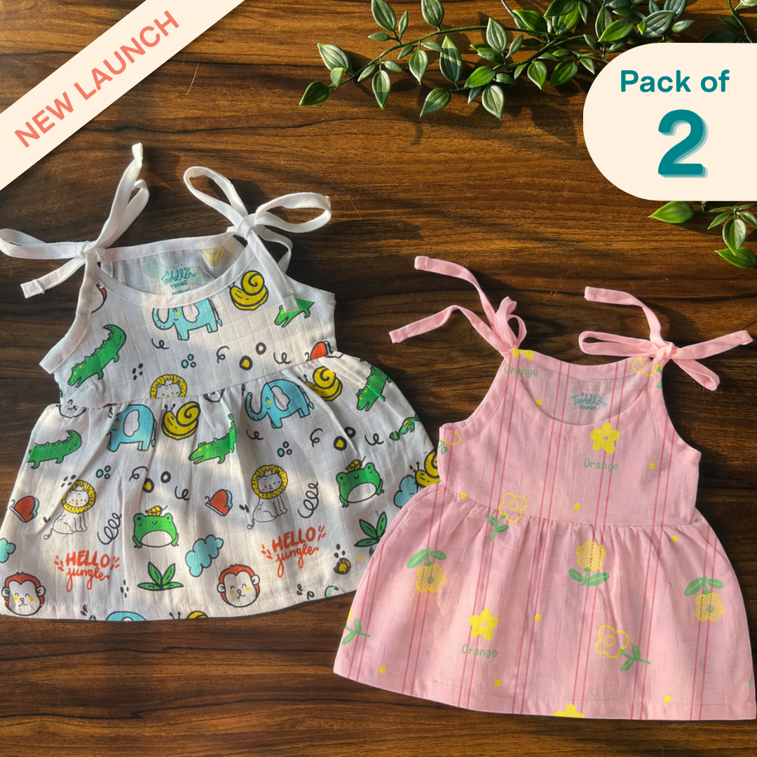 Rainbow Days - Muslin Knot Frock - Pack of 2