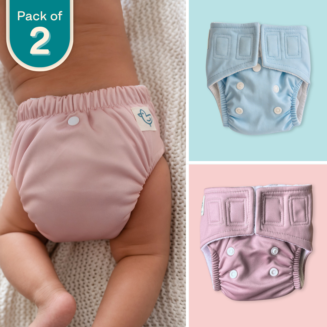 Mauve & Blue - Newborn Diaper - Pack of 2