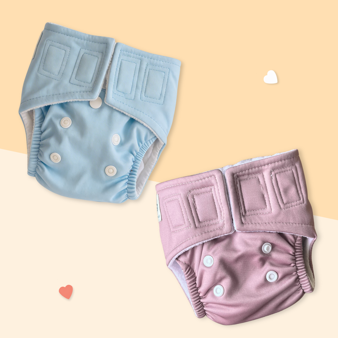 Mauve & Blue - Newborn Diaper - Pack of 2