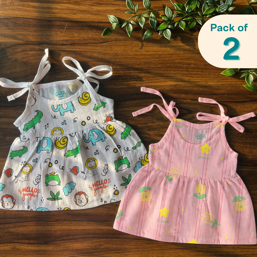 Rainbow Days - Muslin Knot Frock - Pack of 2