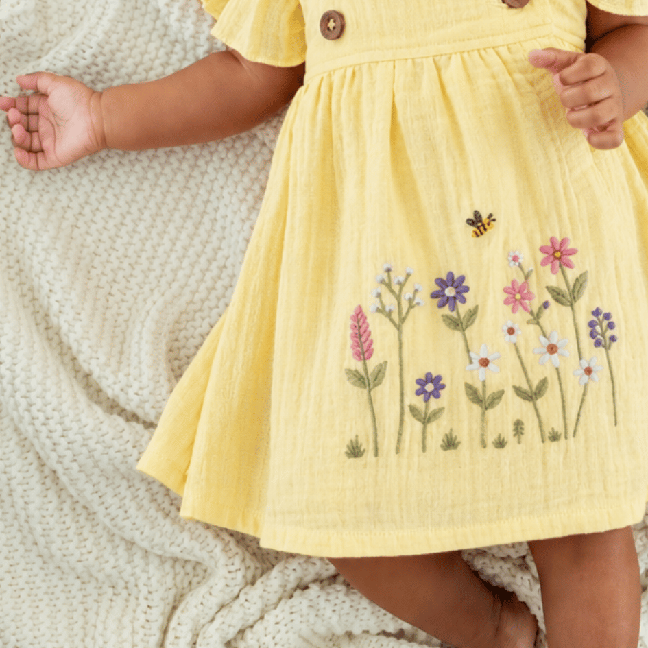 Little Flowerland - Crinkled Muslin Wrap Type Frock
