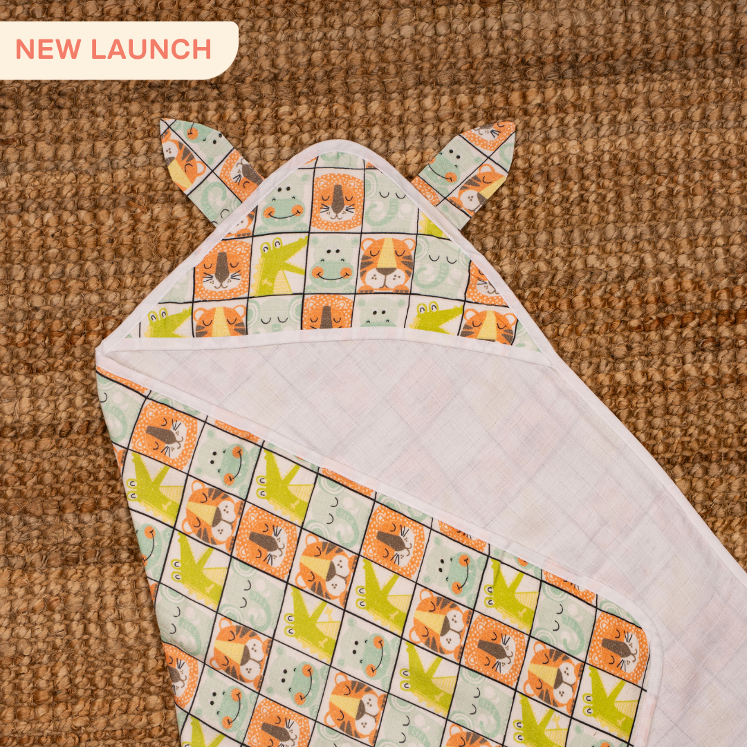 Zoodle Blocks - Muslin Hooded Towels for Babies and Kids