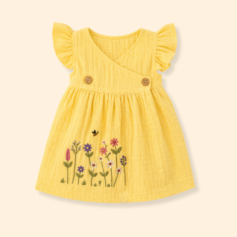Little Flowerland - Crinkled Muslin Wrap Type Frock