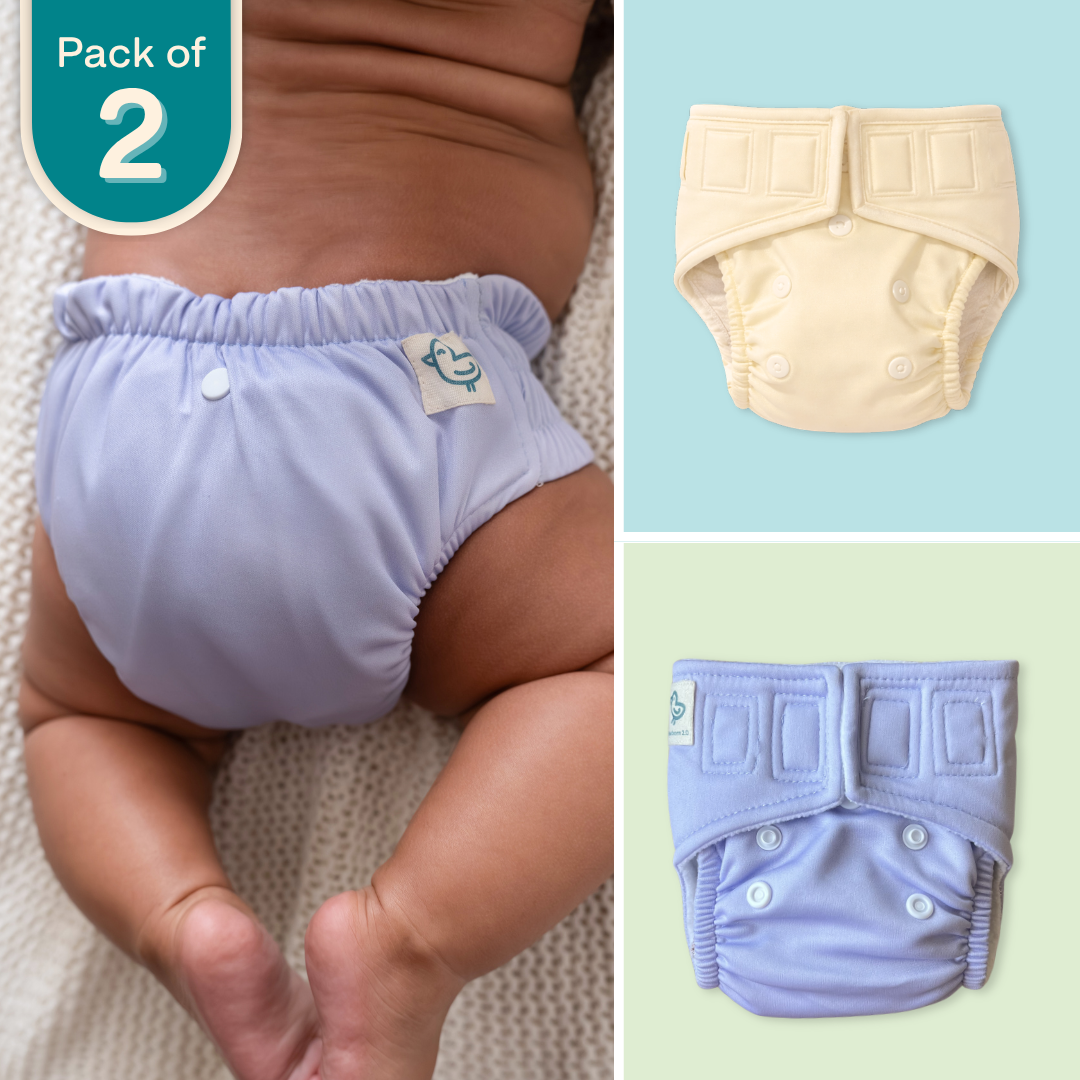 Lilac & Cream - Newborn Diaper - Pack of 2