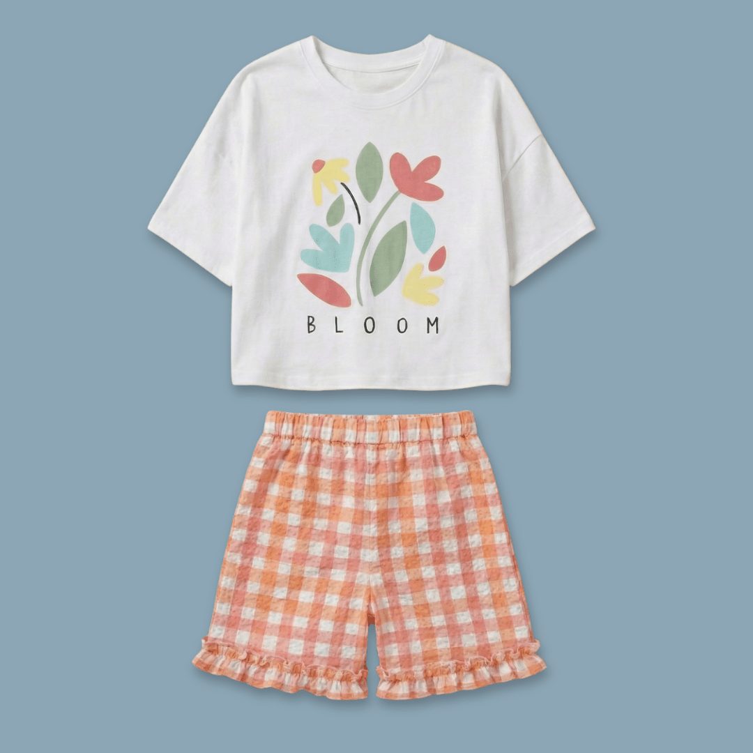 Little Bloom - Seersucker T-Shirt & Shorts for Girls