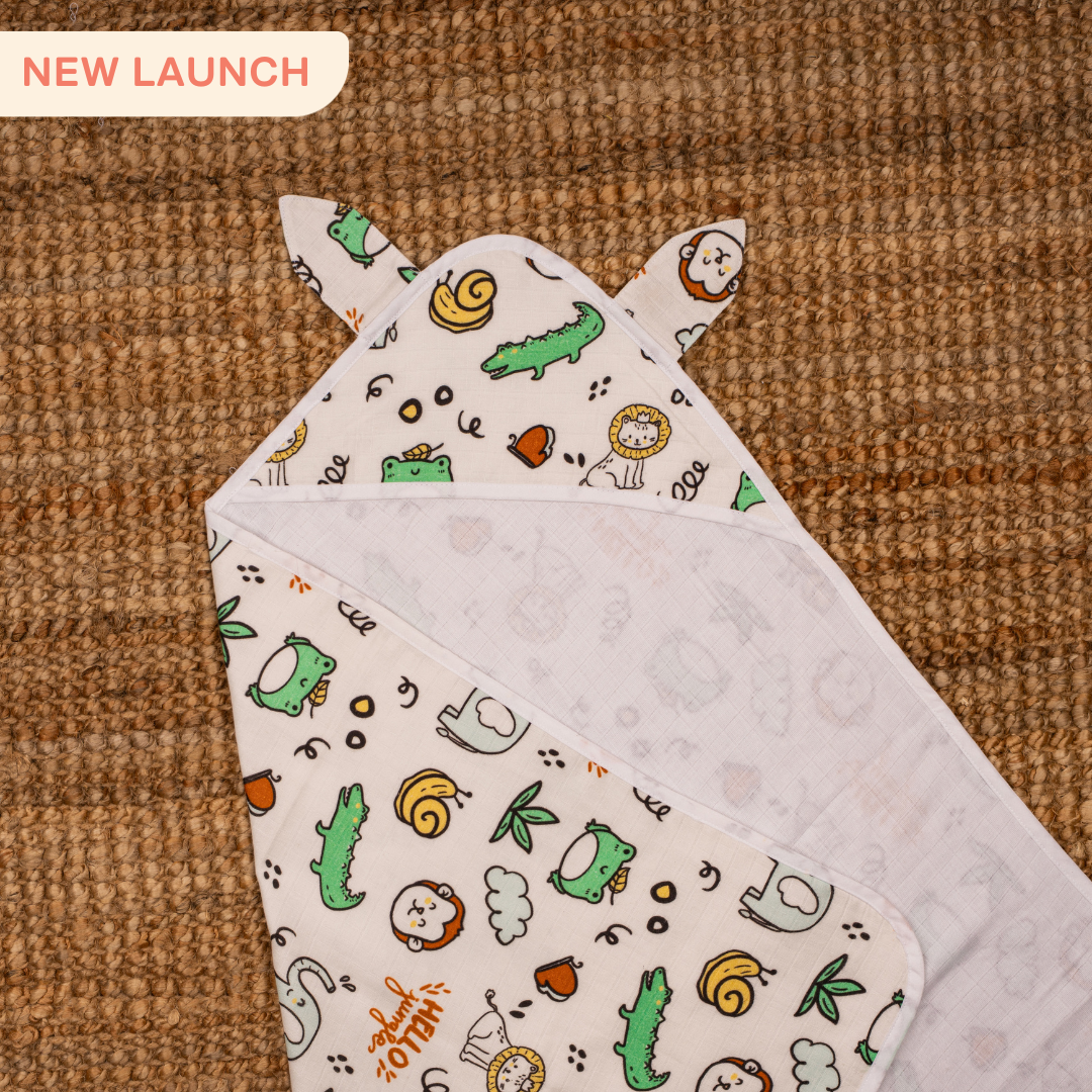 Zoodle Blocks - Muslin Hooded Towels for Babies and Kids
