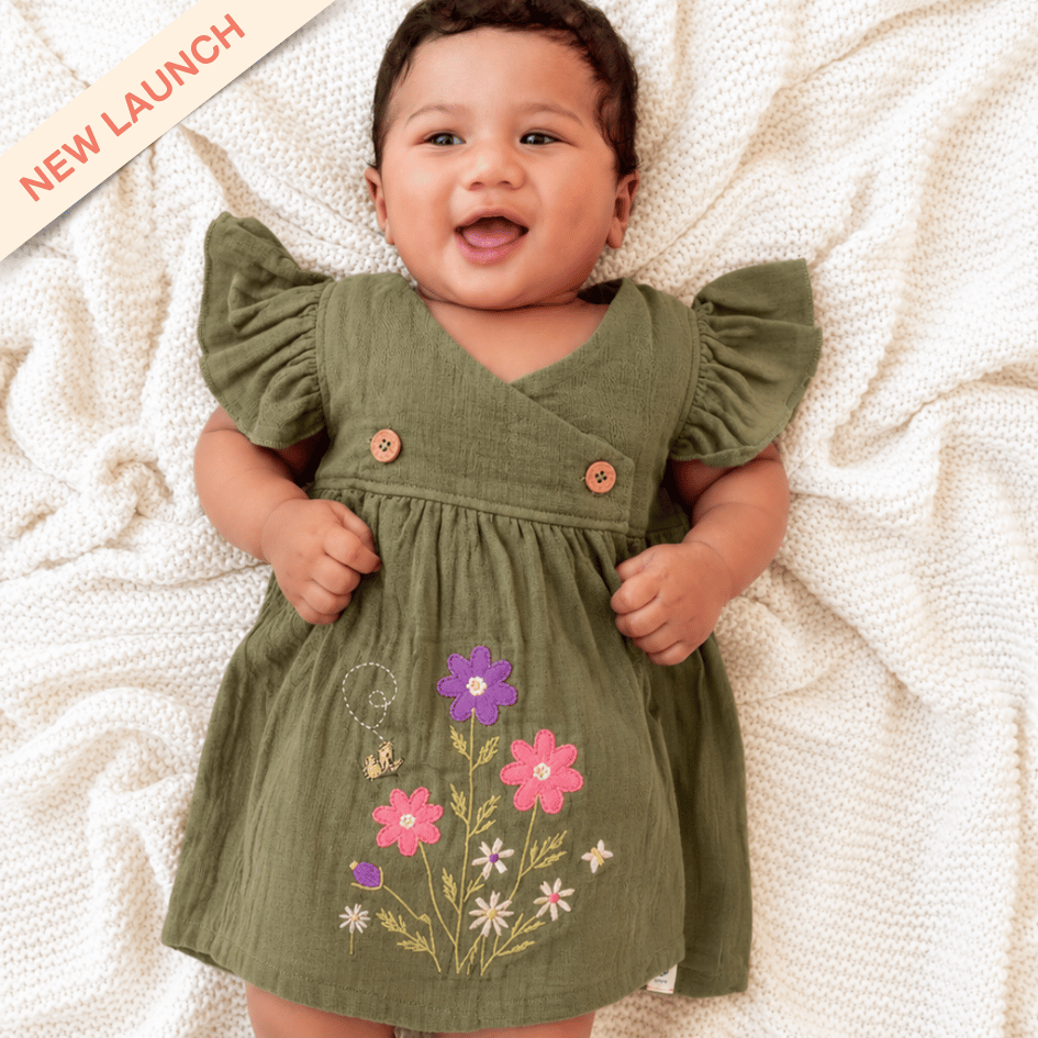 Little Flowerland - Crinkled Muslin Wrap Type Frock