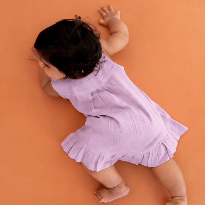 Blush Puff - Crinkled Muslin A-line Sleeveless Frock