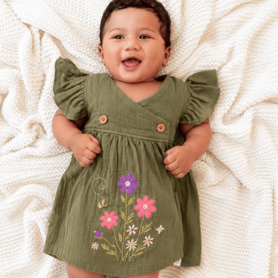 Little Flowerland - Crinkled Muslin Wrap Type Frock