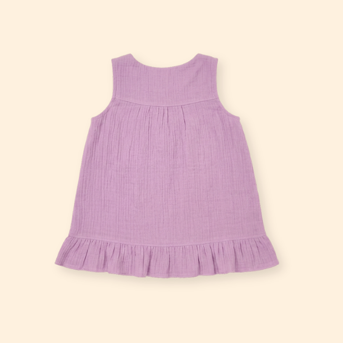 Blush Puff - Crinkled Muslin A-line Sleeveless Frock
