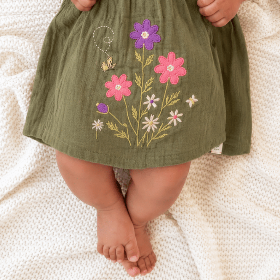 Little Flowerland - Crinkled Muslin Wrap Type Frock