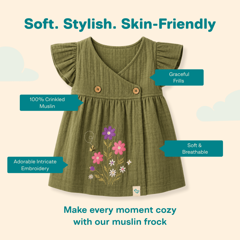 Little Flowerland - Crinkled Muslin Wrap Type Frock