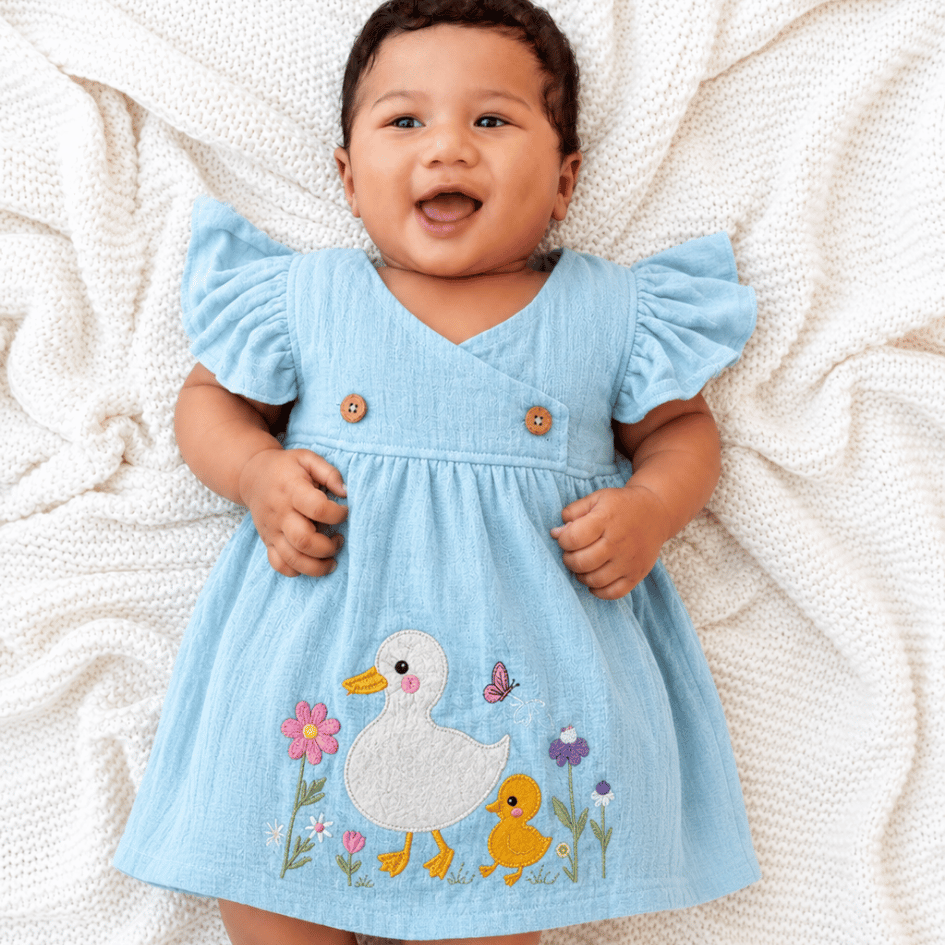 Little Flowerland - Crinkled Muslin Wrap Type Frock