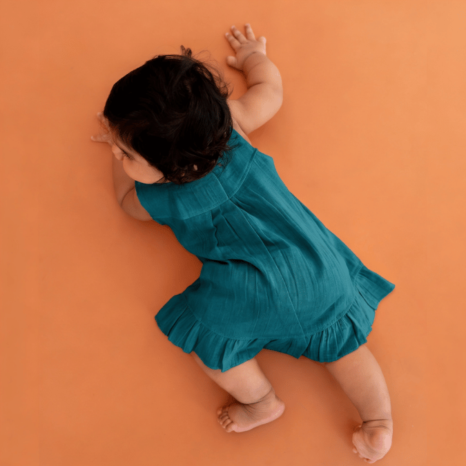 Blush Puff - Crinkled Muslin A-line Sleeveless Frock