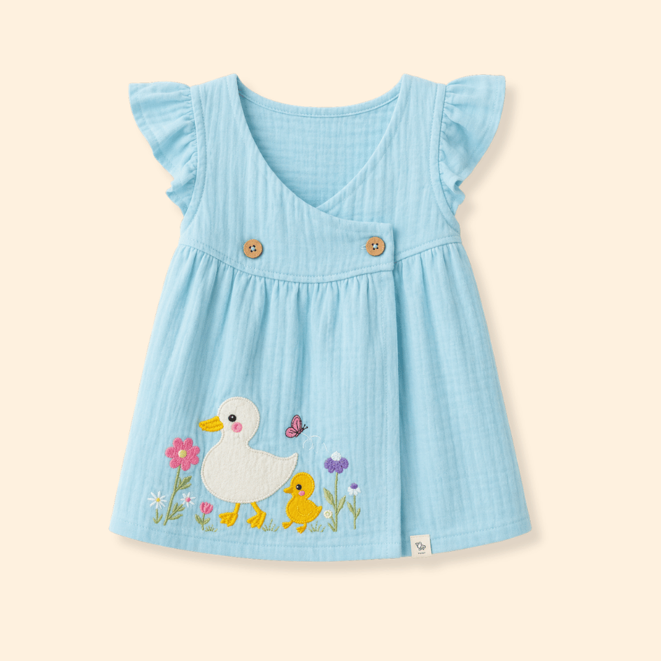 Little Flowerland - Crinkled Muslin Wrap Type Frock