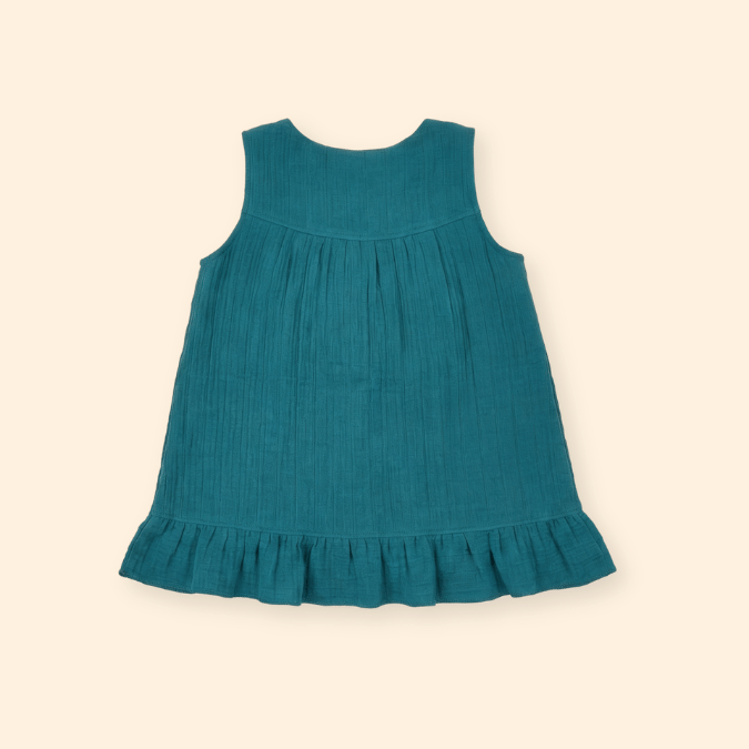 Blush Puff - Crinkled Muslin A-line Sleeveless Frock
