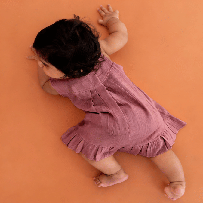 Blush Puff - Crinkled Muslin A-line Sleeveless Frock