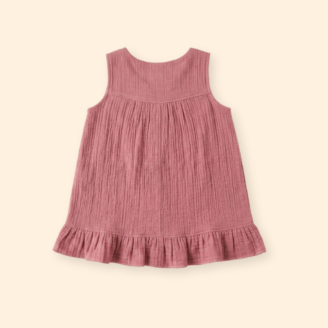 Blush Puff - Crinkled Muslin A-line Sleeveless Frock