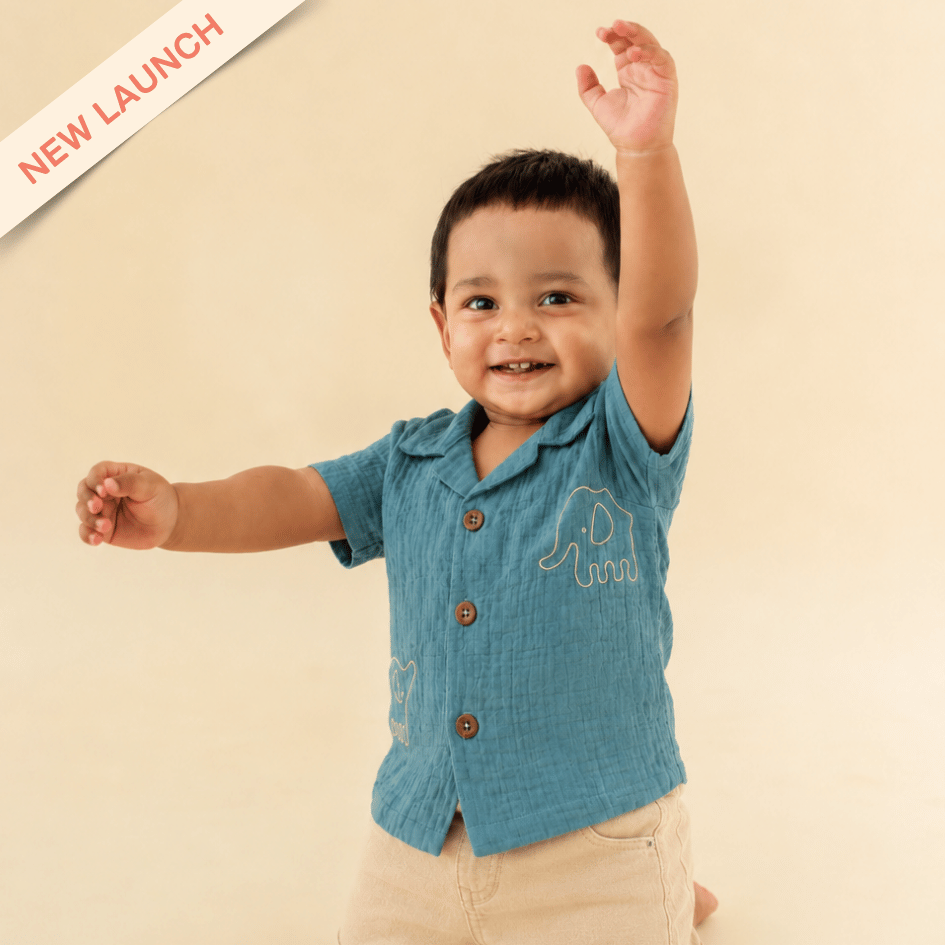 Dusty Teal Tusk - Crinkled Muslin Shirt