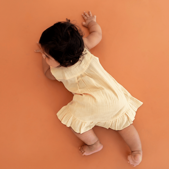 Blush Puff - Crinkled Muslin A-line Sleeveless Frock