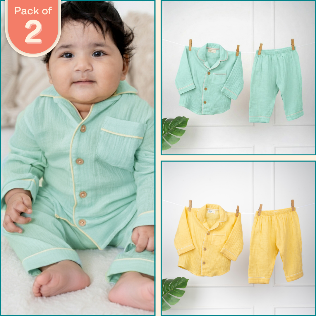 Skydrop - Crinkled Muslin Sleepsuit Pack of 2
