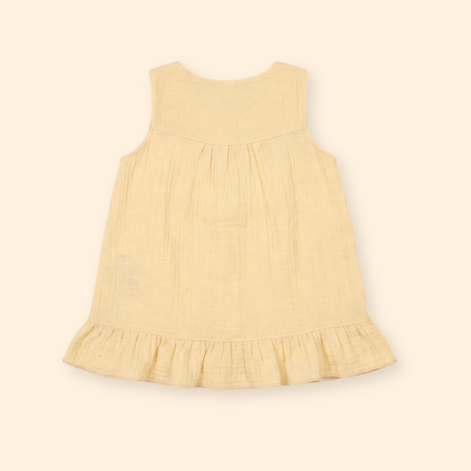 Blush Puff - Crinkled Muslin A-line Sleeveless Frock
