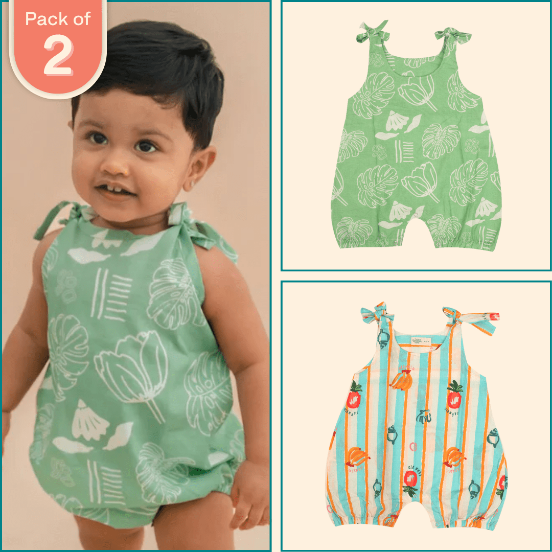 SunWave- Mulmul Cotton Knot Type Romper Pack of 2