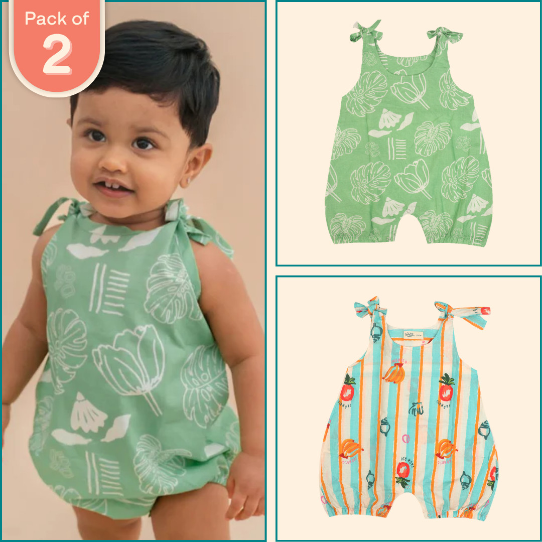 Breezicano - Mulmul Cotton Knot Type Romper Pack of 2