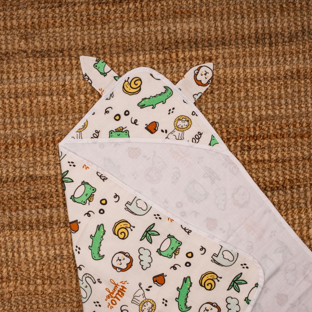 Zoodle Blocks - Muslin Hooded Towels for Babies and Kids