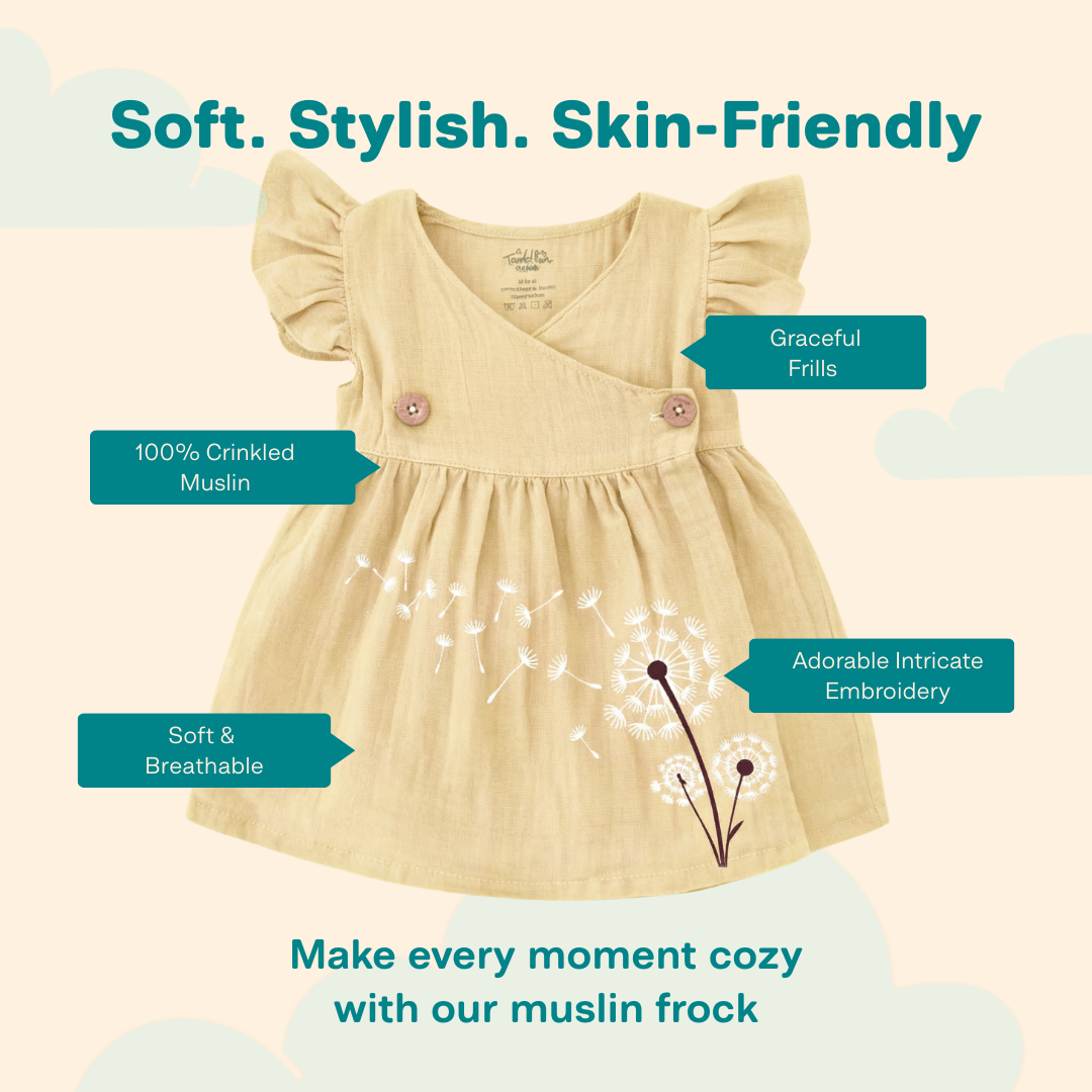 Butter Yellow - Muslin Dandelions Frill Frock