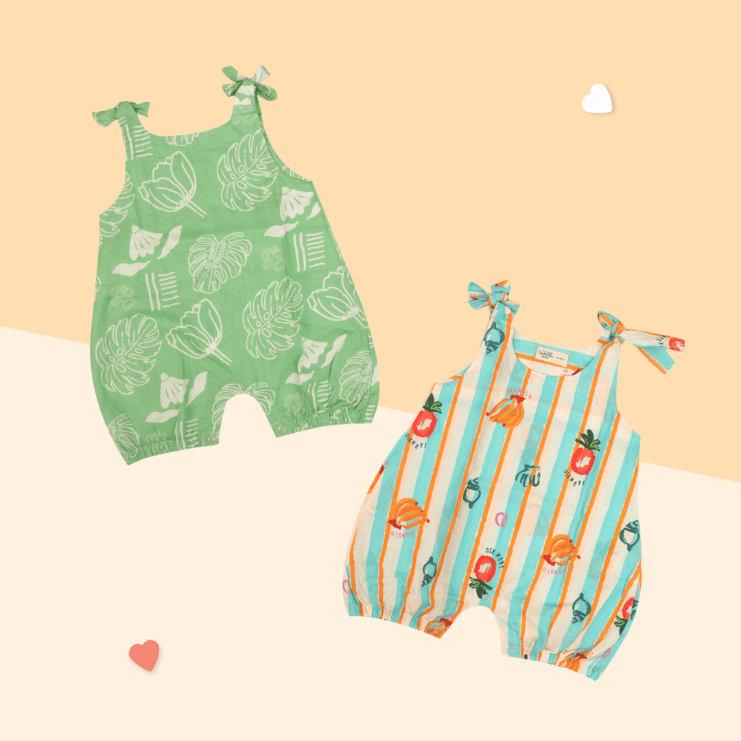 SunWave- Mulmul Cotton Knot Type Romper Pack of 2