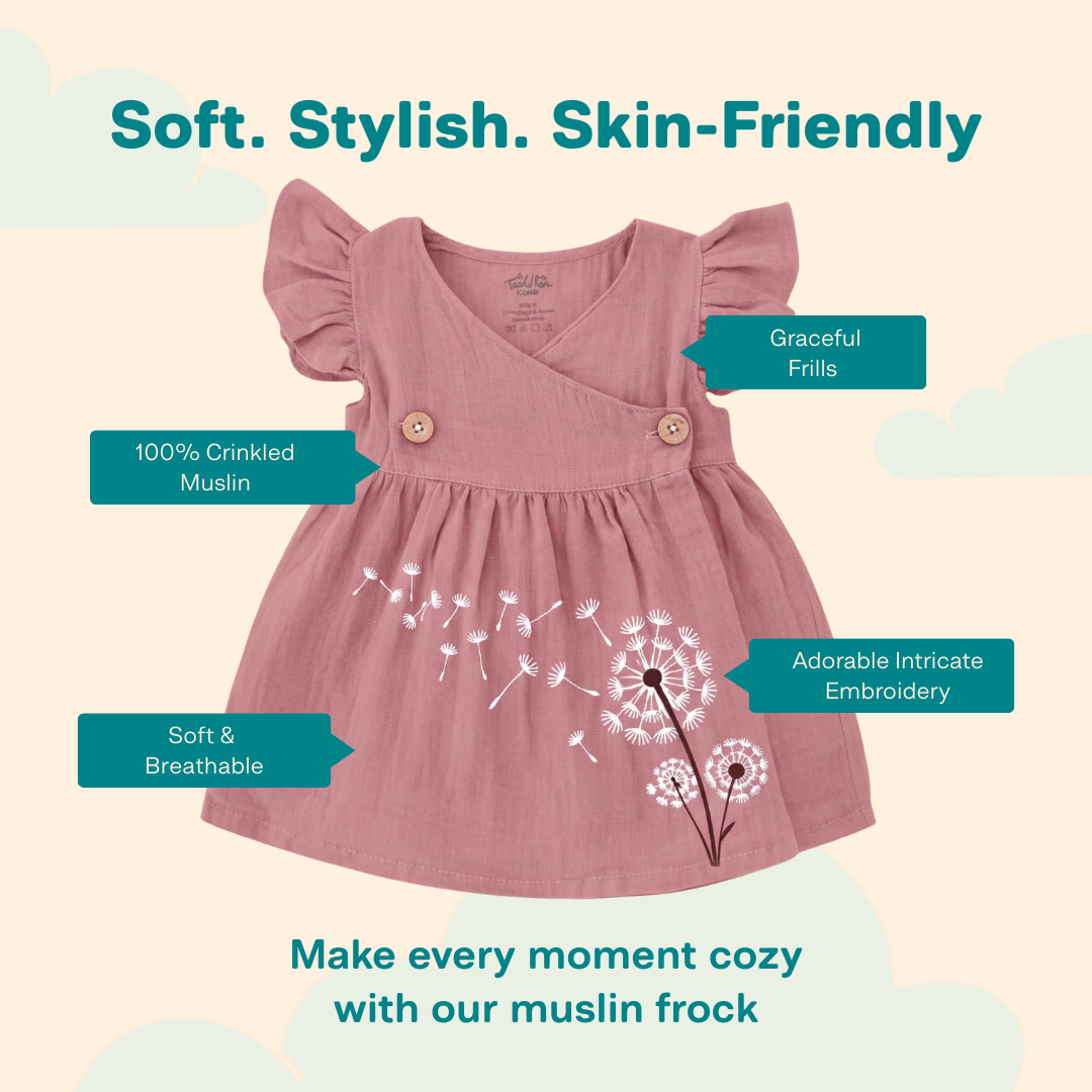 Mauve - Muslin Dandelions Frill Frock