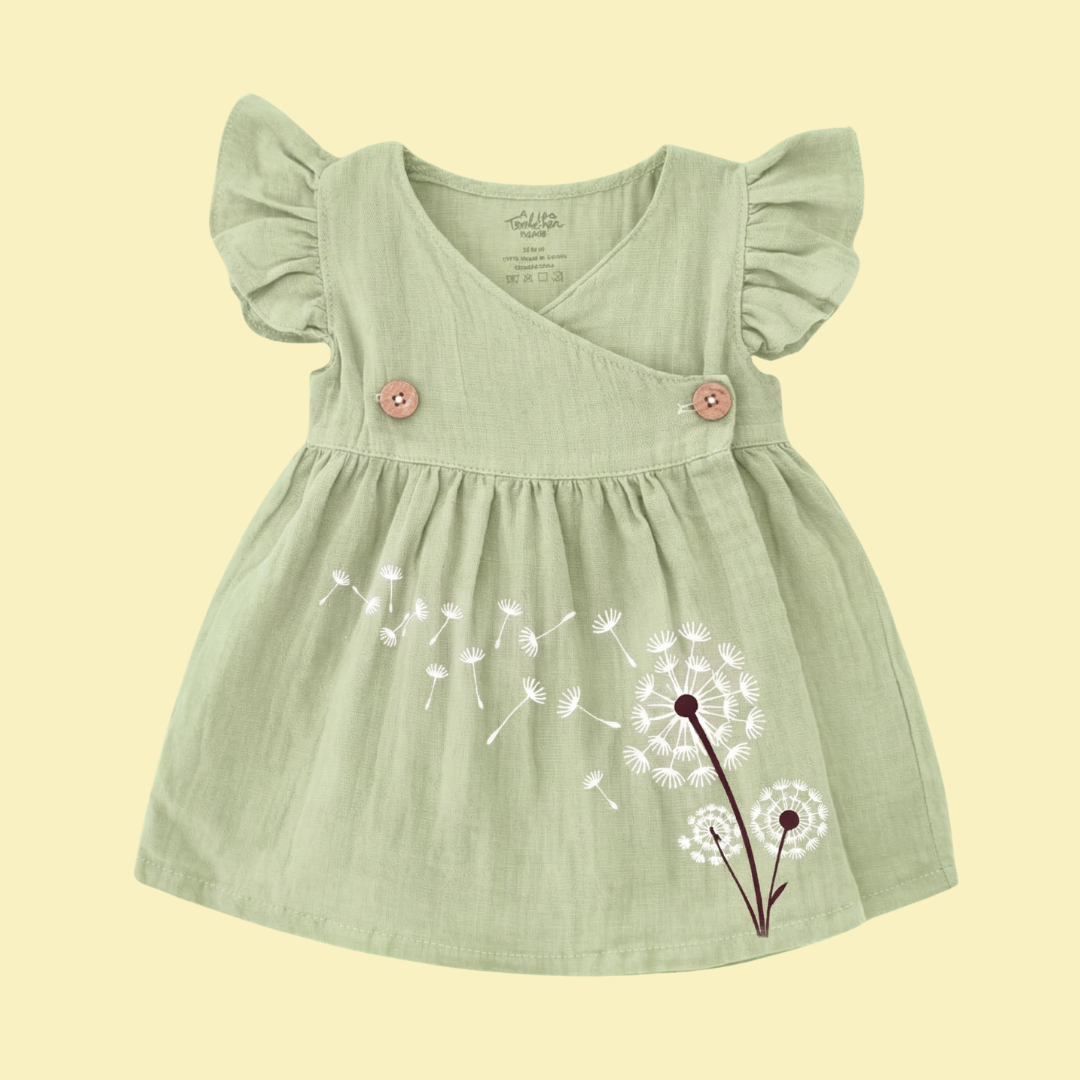 Butter Yellow - Muslin Dandelions Frill Frock